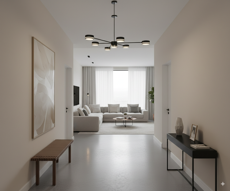 لوستر مدرن هفتشعله مشکی با نور سهحالته SMD