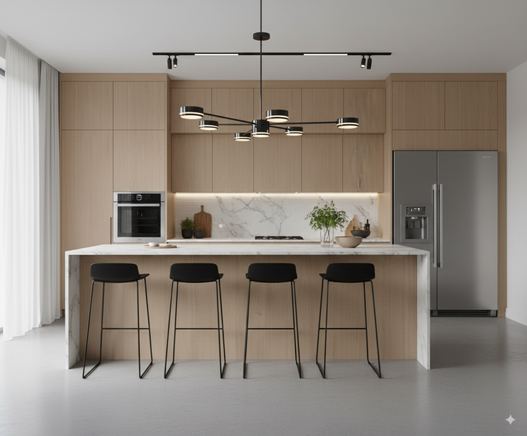 لوستر مشکی مدرن با بازوهای قابل تنظیم