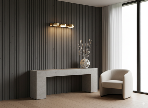 چراغ دیواری سه شعله طلایی با طراحی مدرن