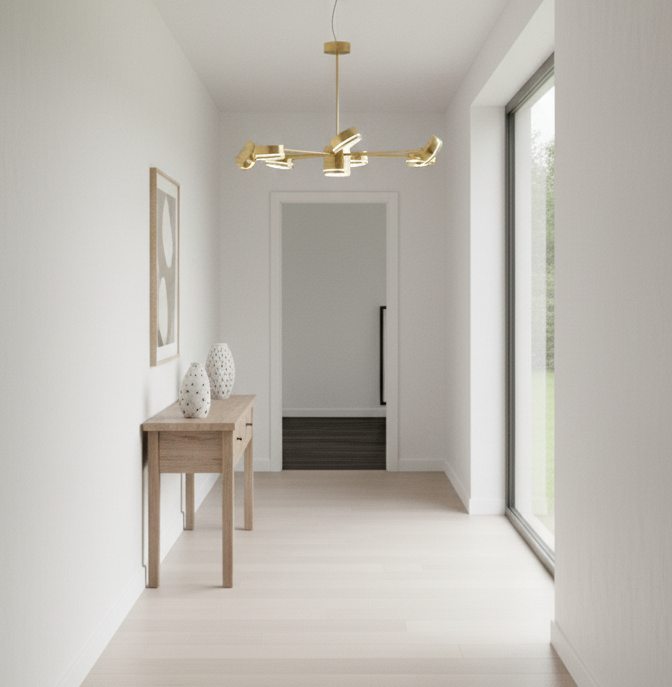 تصویر جزئیات شاخههای چرخشی لوستر ۹ شاخه