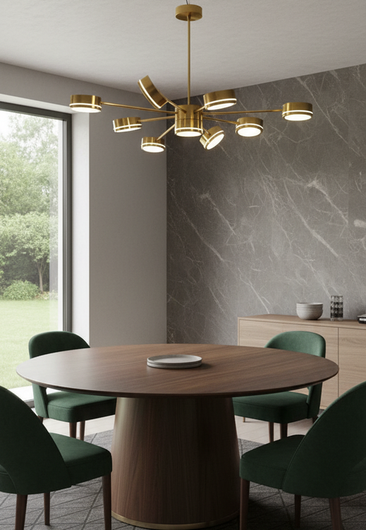 نمای نزدیک از بدنه فلزی طلایی آبکاری فورتیک لوستر