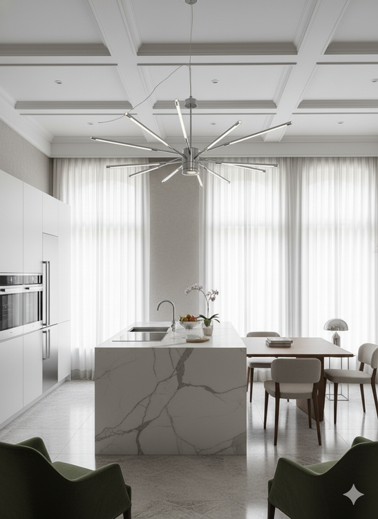 لوستر ۱۳ شاخه مدرن طلایی با شاخههای چرخشی