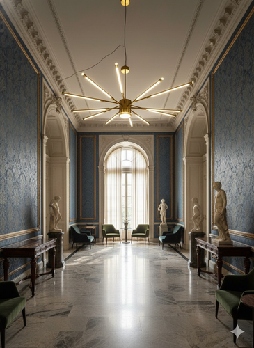 تصویر جزئیات شاخههای چرخشی لوستر۱۳ شاخه