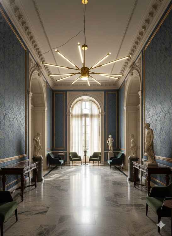 تصویر جزئیات شاخههای چرخشی لوستر۱۳ شاخه